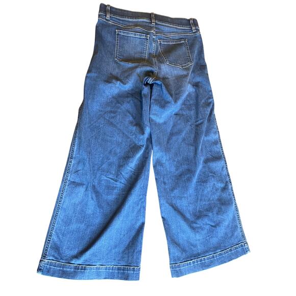 SPANX Vintage Indigo Jeans Flare Large Petite LP Wide Leg Inseam 28" Front Seam - Picture 3 of 9